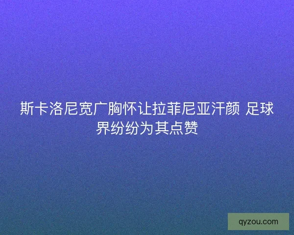 斯卡洛尼宽广胸怀让拉菲尼亚汗颜 足球界纷纷为其点赞